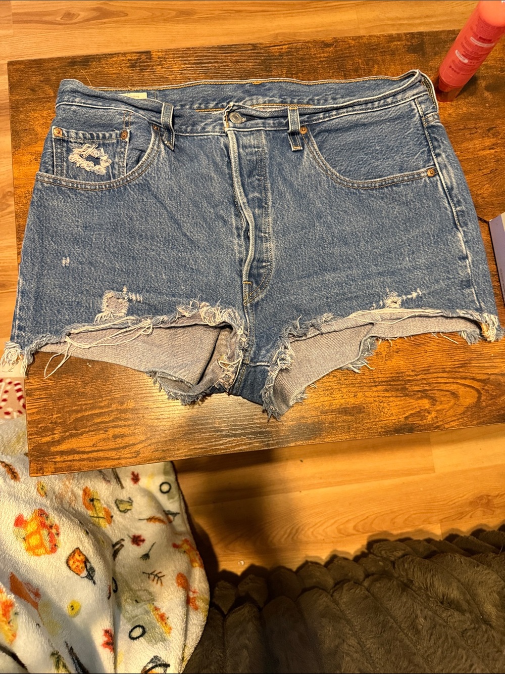 Levi's Blue Distressed Denim Cutoff Shorts